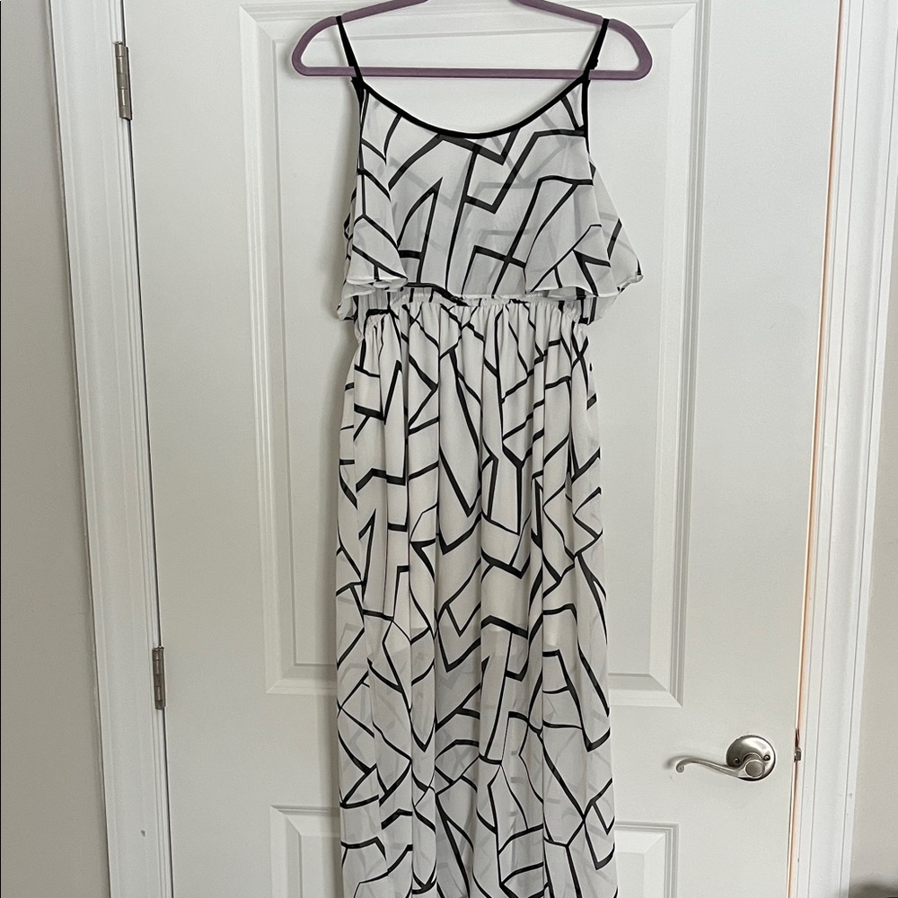 Mono B Black and White Geometric Maxi Dress
